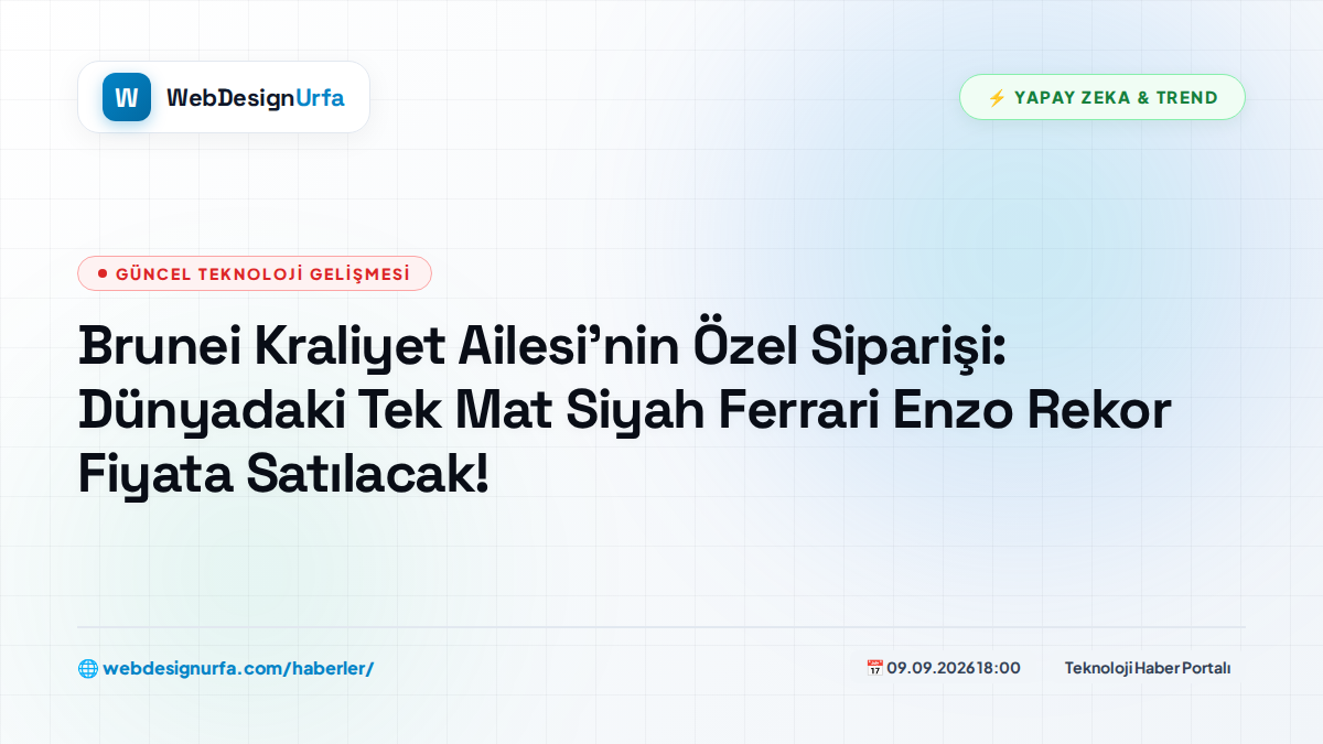 Brunei Kraliyet Ailesi’nin Özel Siparişi: Dünyadaki Tek Mat Siyah Ferrari Enzo Rekor Fiyata Satılacak!
