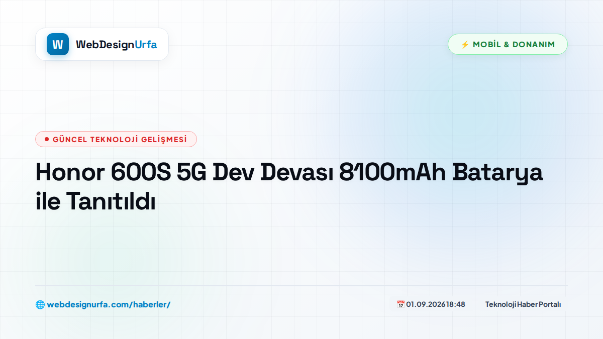 Honor 600S 5G Dev Devası 8100mAh Batarya ile Tanıtıldı