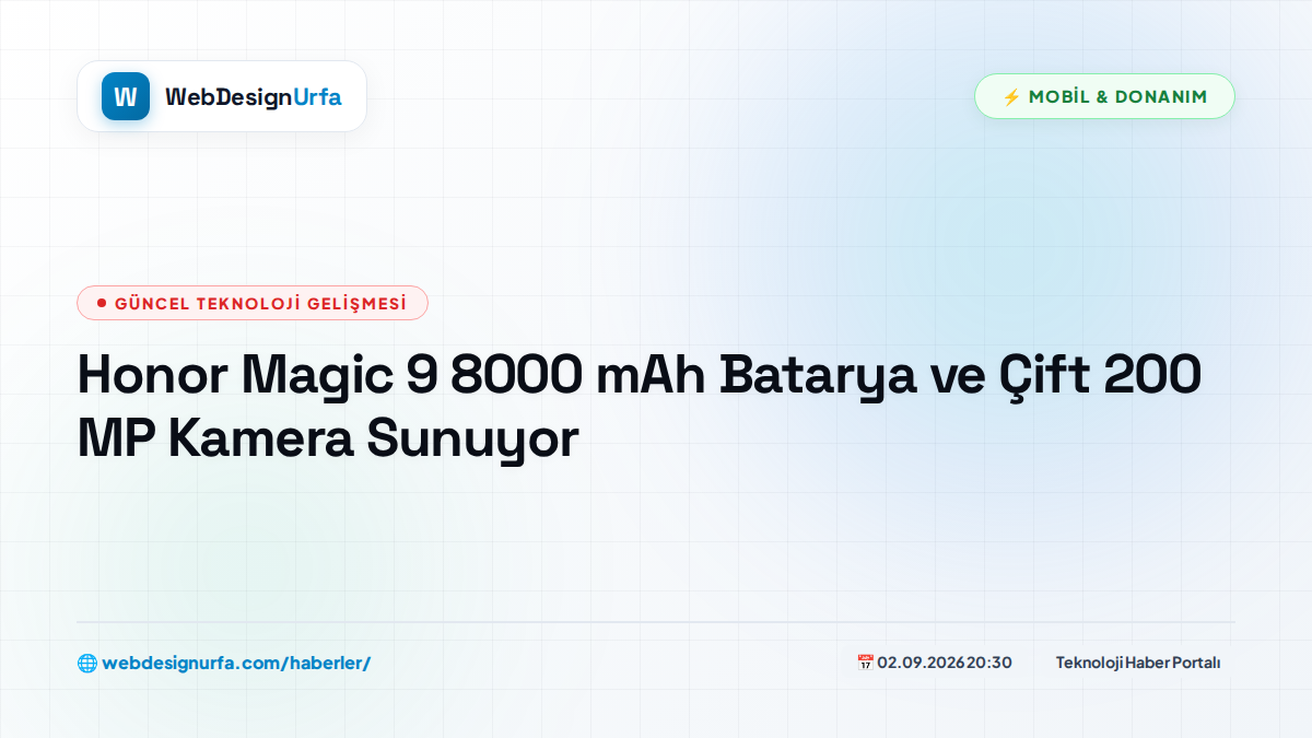Honor Magic 9 8000 mAh Batarya ve Çift 200 MP Kamera Sunuyor