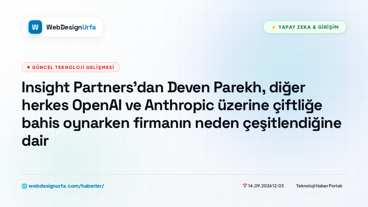Insight Partners'dan Deven Parekh, diğer herkes OpenAI ve Anthropic üzerine çiftliğe bahis oynarken firmanın neden çeşitlendiğine dair