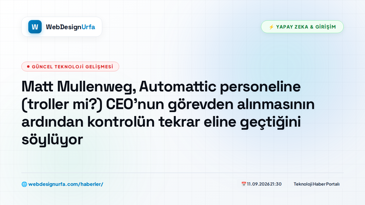 Matt Mullenweg, Automattic personeline (troller mi?) CEO'nun görevden alınmasının ardından kontrolün tekrar eline geçtiğini söylüyor