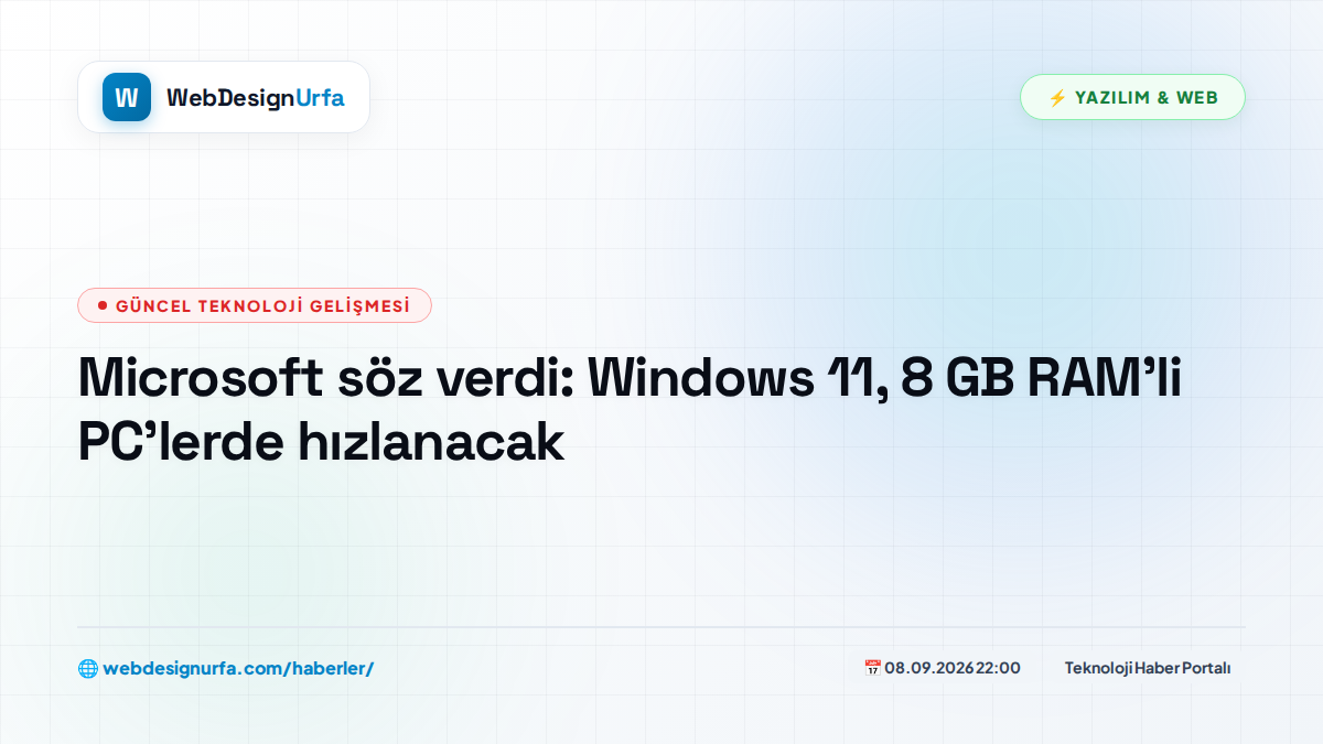 Microsoft söz verdi: Windows 11, 8 GB RAM’li PC’lerde hızlanacak