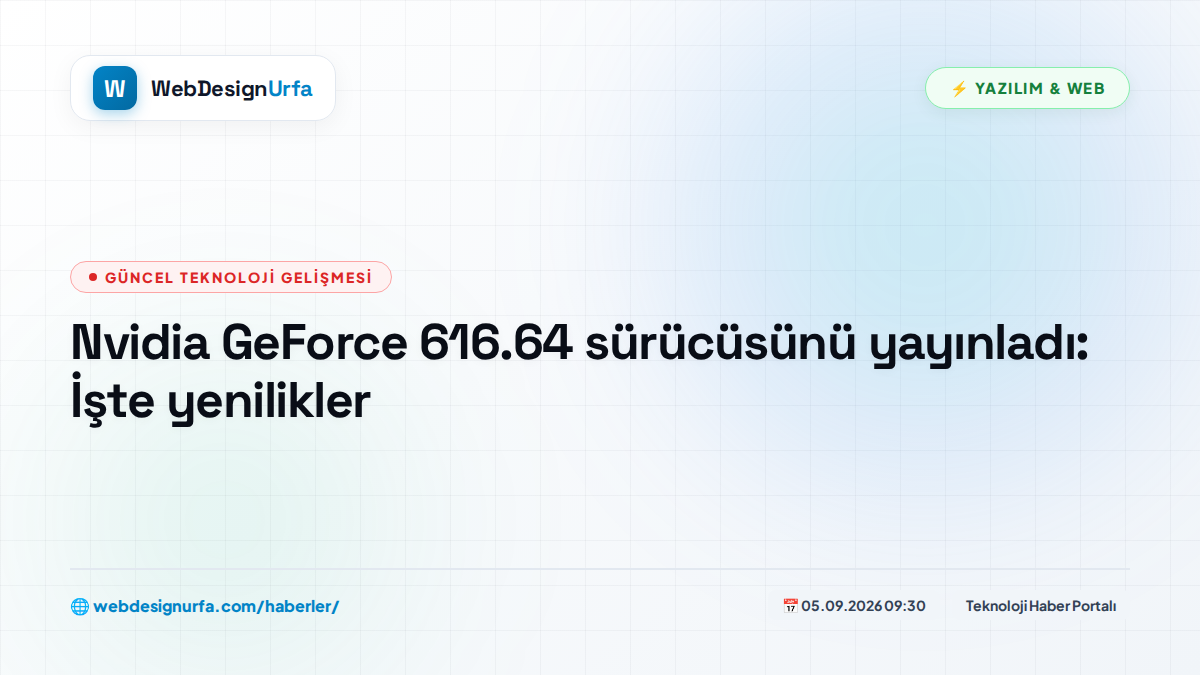 Nvidia GeForce 616.64 sürücüsünü yayınladı: İşte yenilikler