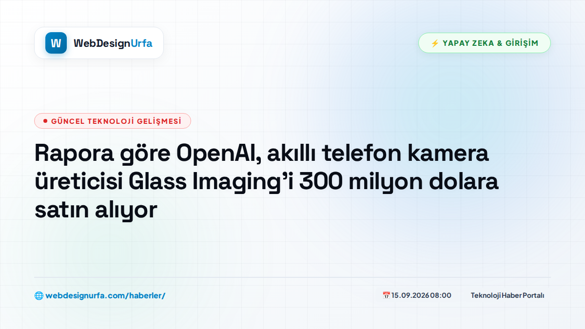 Rapora göre OpenAI, akıllı telefon kamera üreticisi Glass Imaging'i 300 milyon dolara satın alıyor