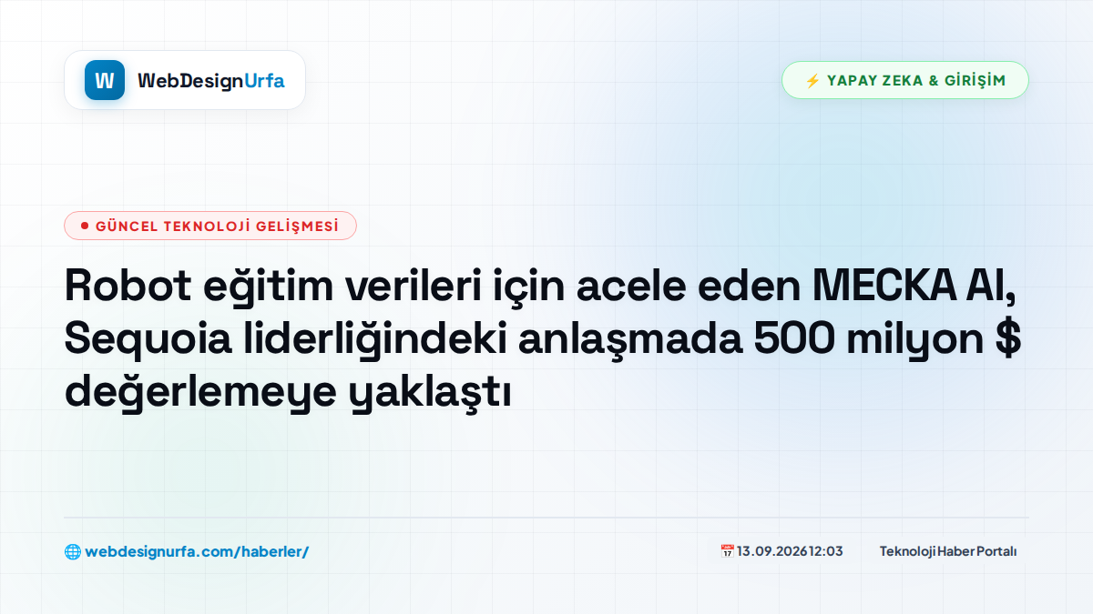 Robot eğitim verileri için acele eden MECKA AI, Sequoia liderliğindeki anlaşmada 500 milyon $ değerlemeye yaklaştı