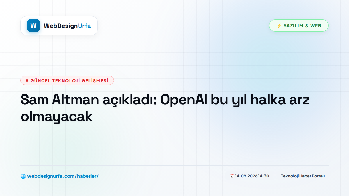 Sam Altman açıkladı: OpenAI bu yıl halka arz olmayacak