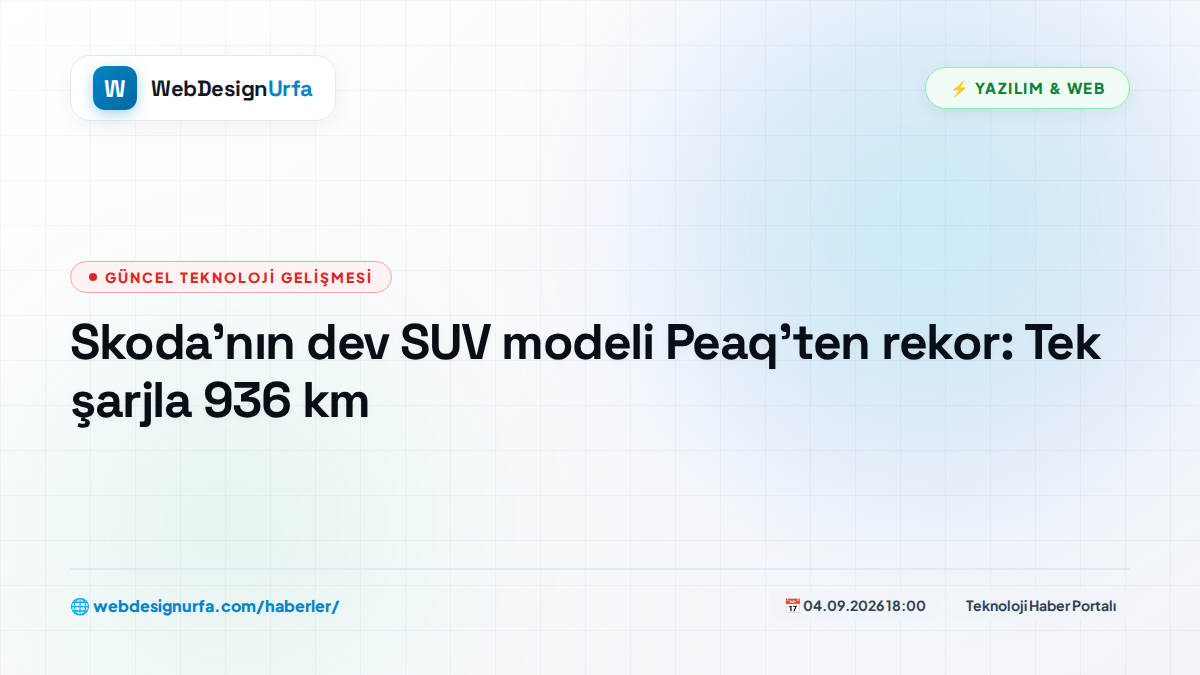 Skoda'nın dev SUV modeli Peaq'ten rekor: Tek şarjla 936 km