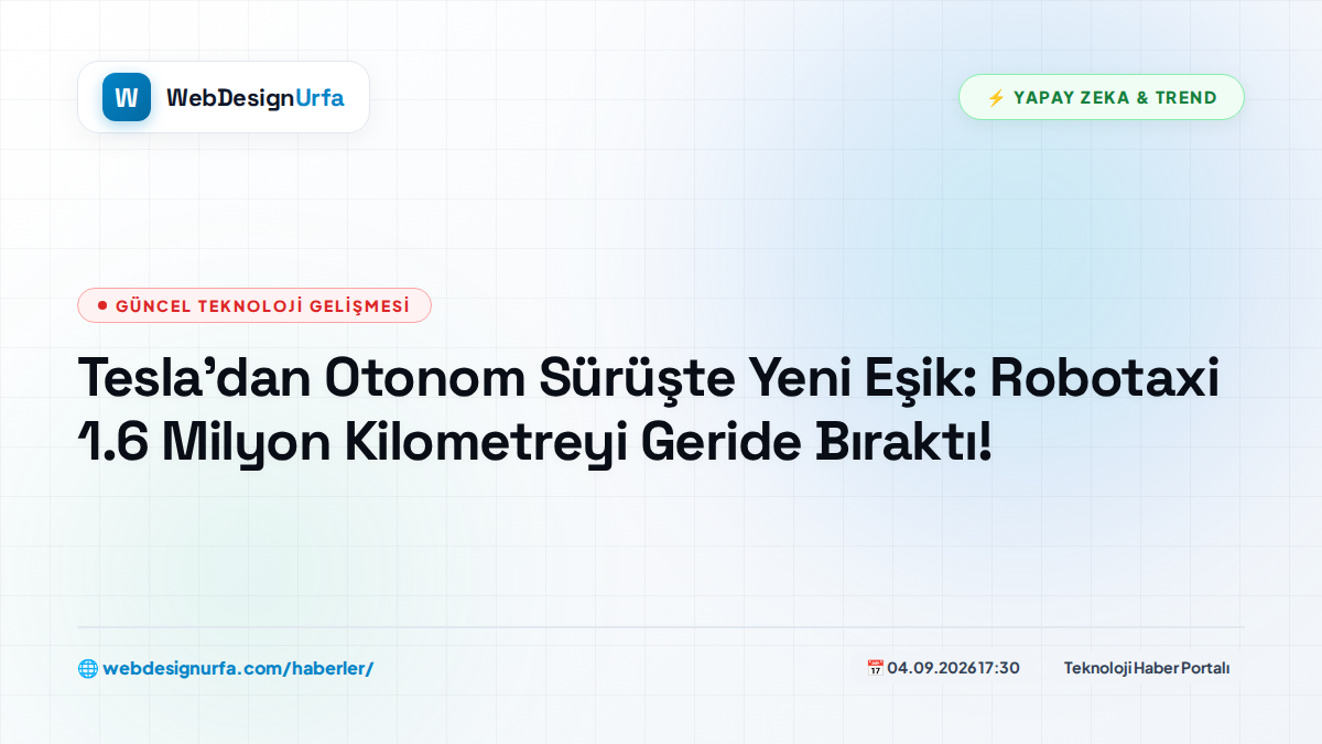 Tesla'dan Otonom Sürüşte Yeni Eşik: Robotaxi 1.6 Milyon Kilometreyi Geride Bıraktı!