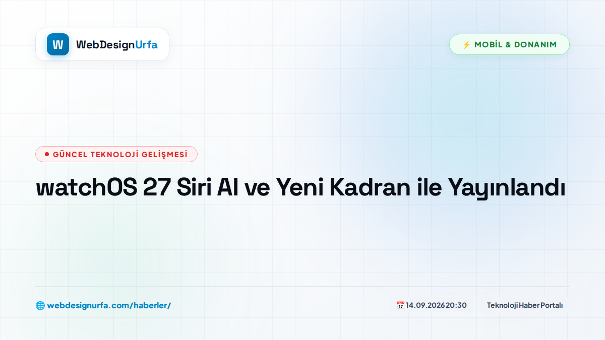 watchOS 27 Siri AI ve Yeni Kadran ile Yayınlandı